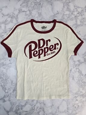 Dr Pepper Baby Tee with Maroon Logo Medium Ringer Tee